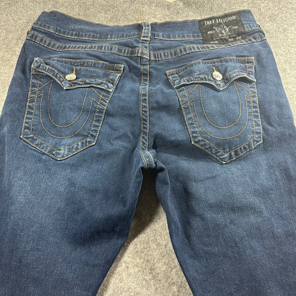True Religion‎ Ricky Relaxed Straight Jeans Mens 38 Blue Dark Wash Flap Pocket